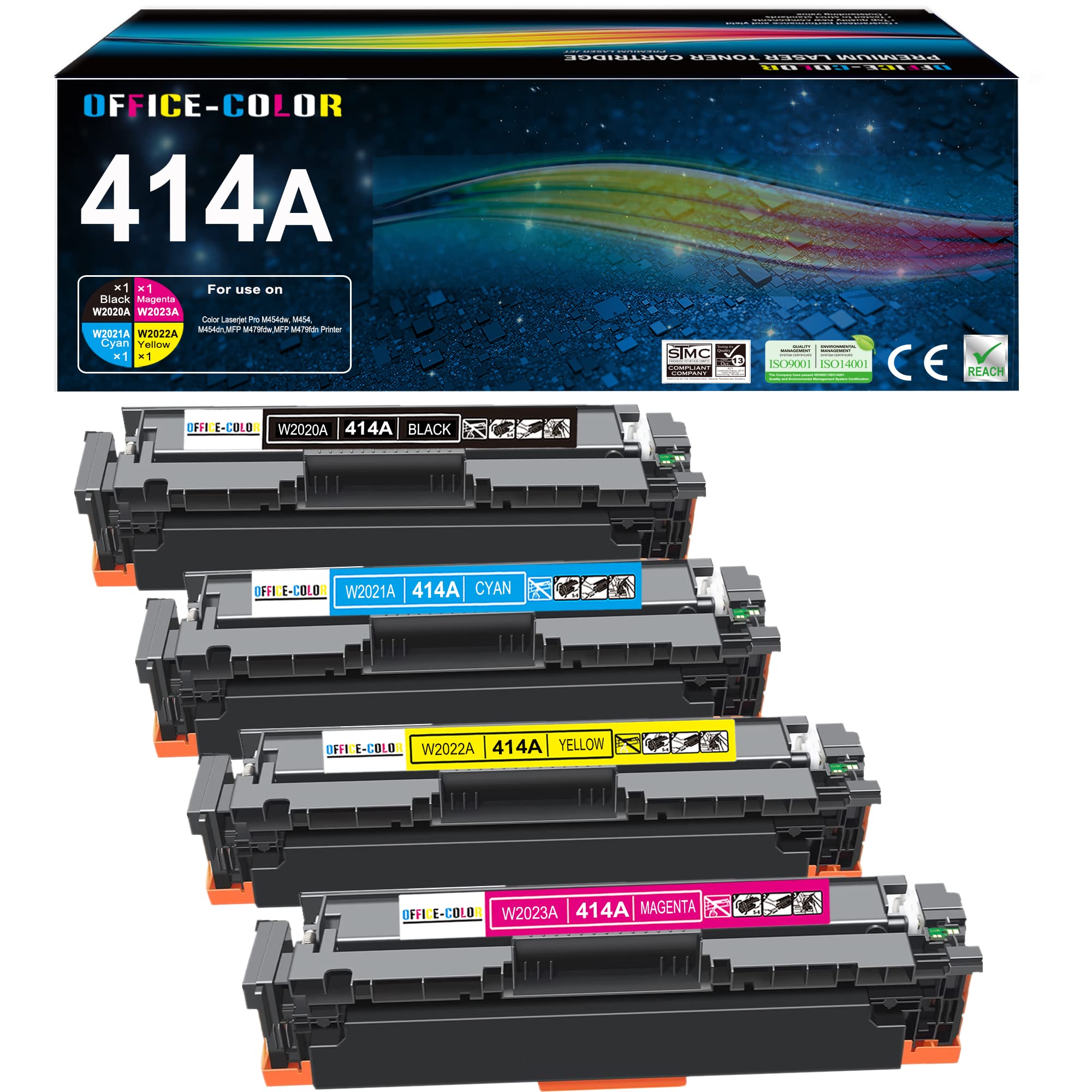 414A Toner Cartridges 4 Pack Replacement for HP 414A MFP M479fdw M454dw