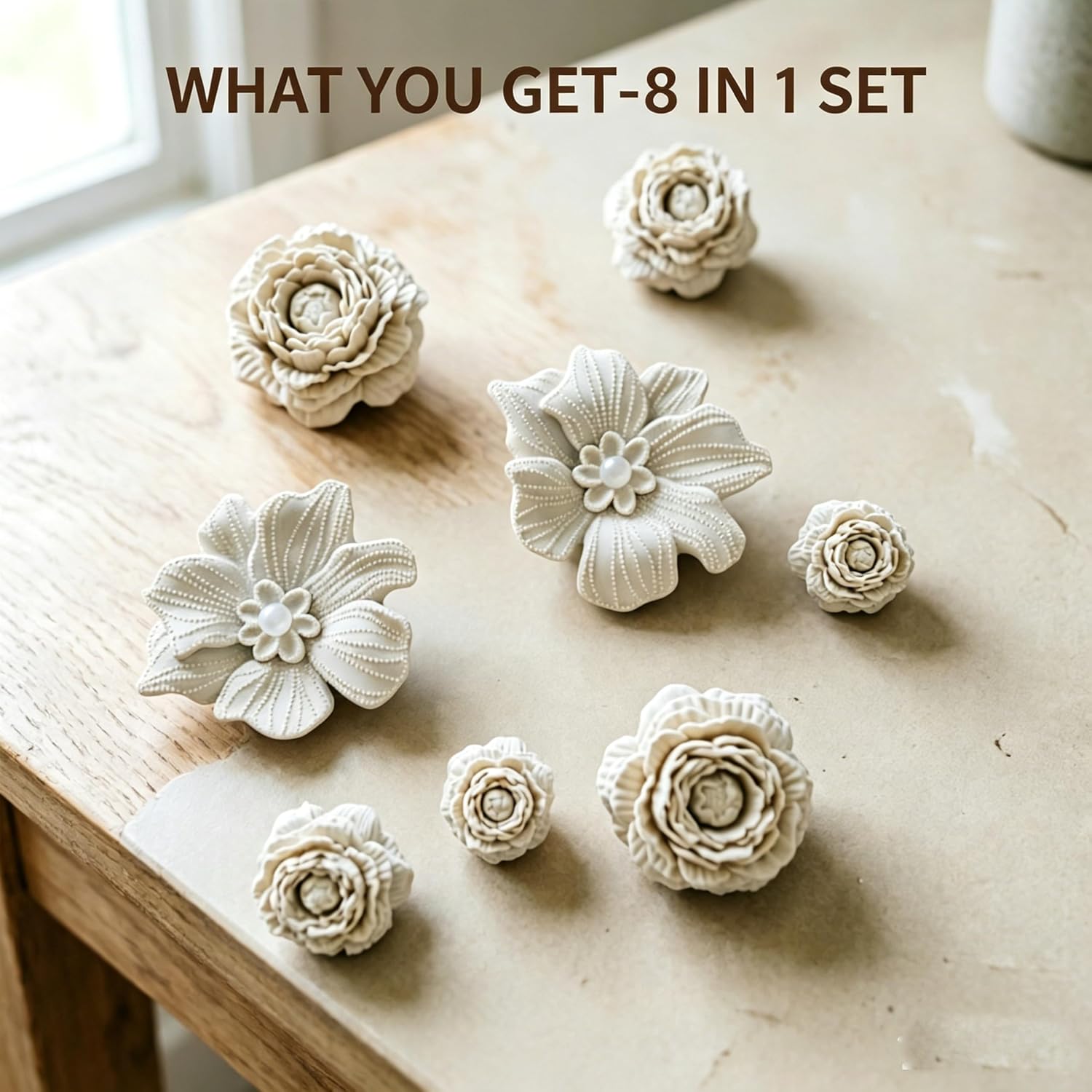Bpluma 3D Soft Flower Charms, 8PCS Cute Floral Decorations
