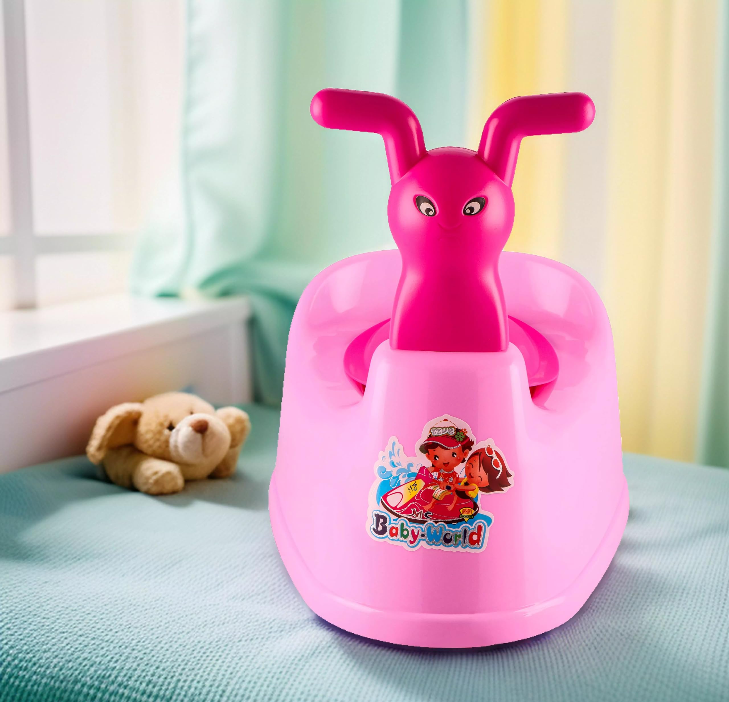 Zerya Potty Toilet Trainer Seat/Chair with Lid and High Back Support for Toddler Boys Girls (Age 7 Months to 3 Years) (Pink) 4