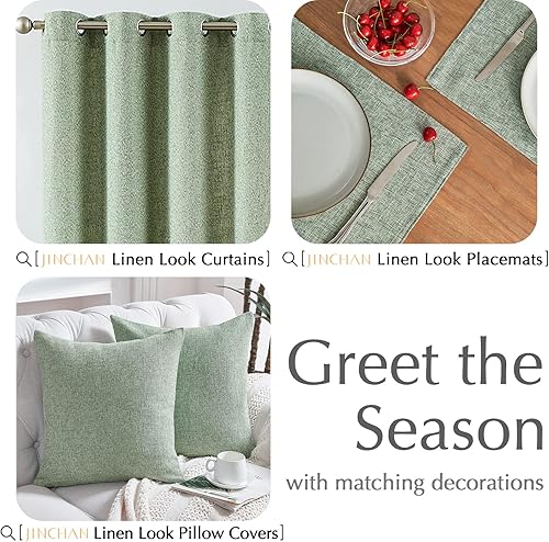Miniatura 9 de jinchan Juego de 4 manteles individuales de lino sintético, tela texturizada de arpillera, resistentes, manteles individuales para comedor,