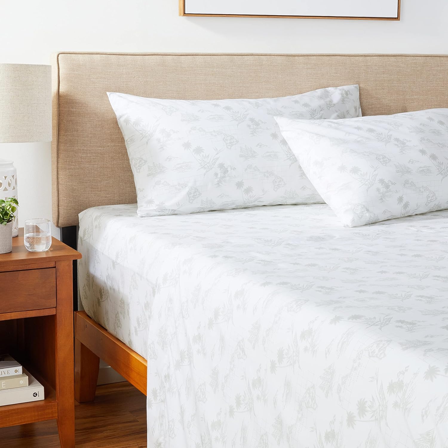 Lowest Price Tommy Bahama Percale Collection Sheet Set-100% Cotton, Crisp & Cool, Lightweight & Moisture-Wicking Bedding, Queen, Vintage Map