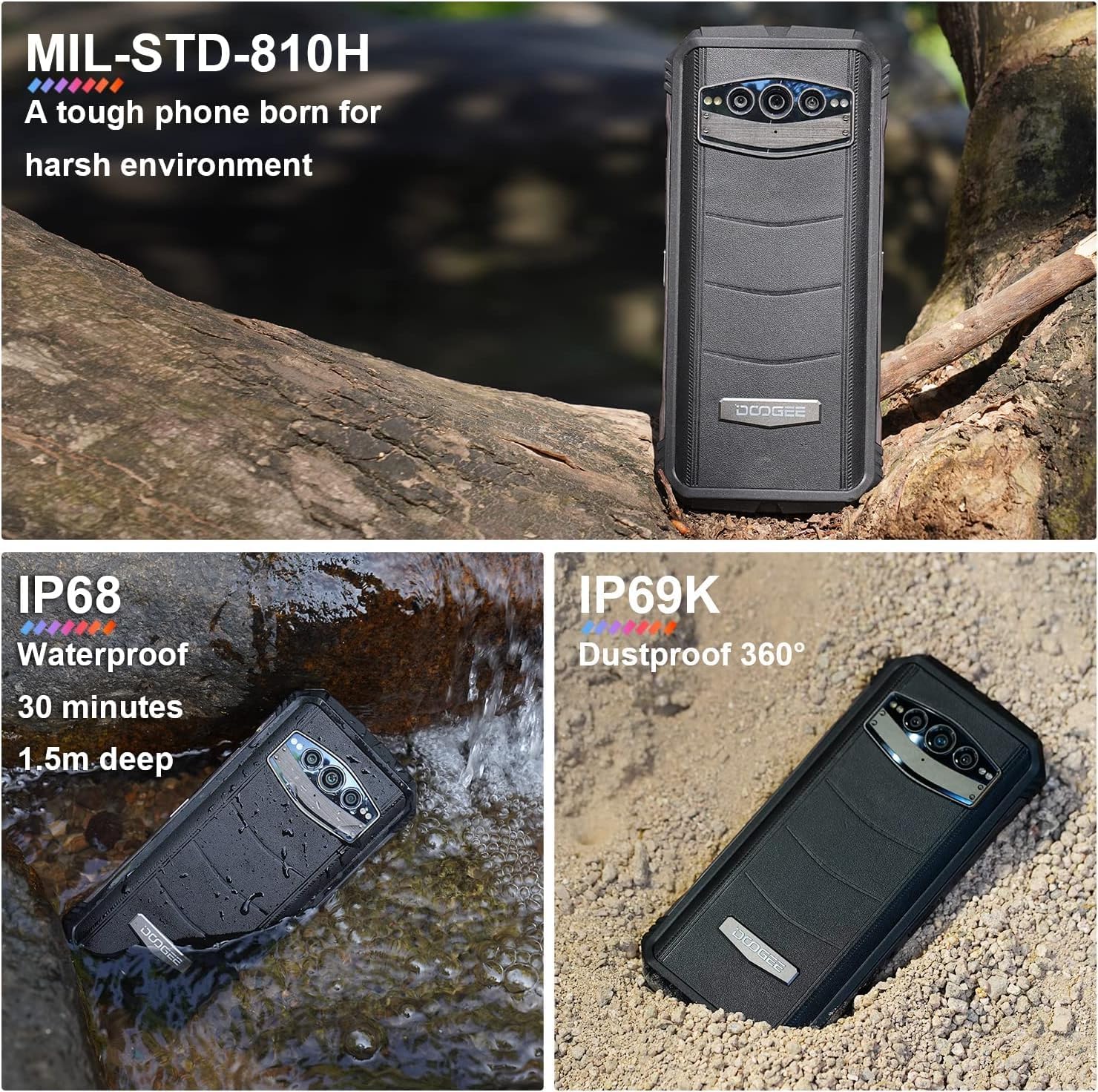 DOOGEE V30 Rugged Smartphone(2023), eSIM Dual 5G 15GB+256GB Rugged Phone Unlocked, 6.6" FHD+ /120Hz Rugged Cell Phone, Dual Hi-Res Speakers, Android 12, 108MP Triple Camera, Night Vision, NFC, OTG
