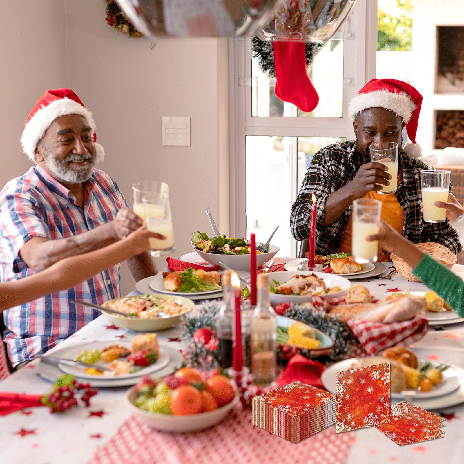 40 Serviettes Rouges Et Noires Pour Fête D'anniversaire