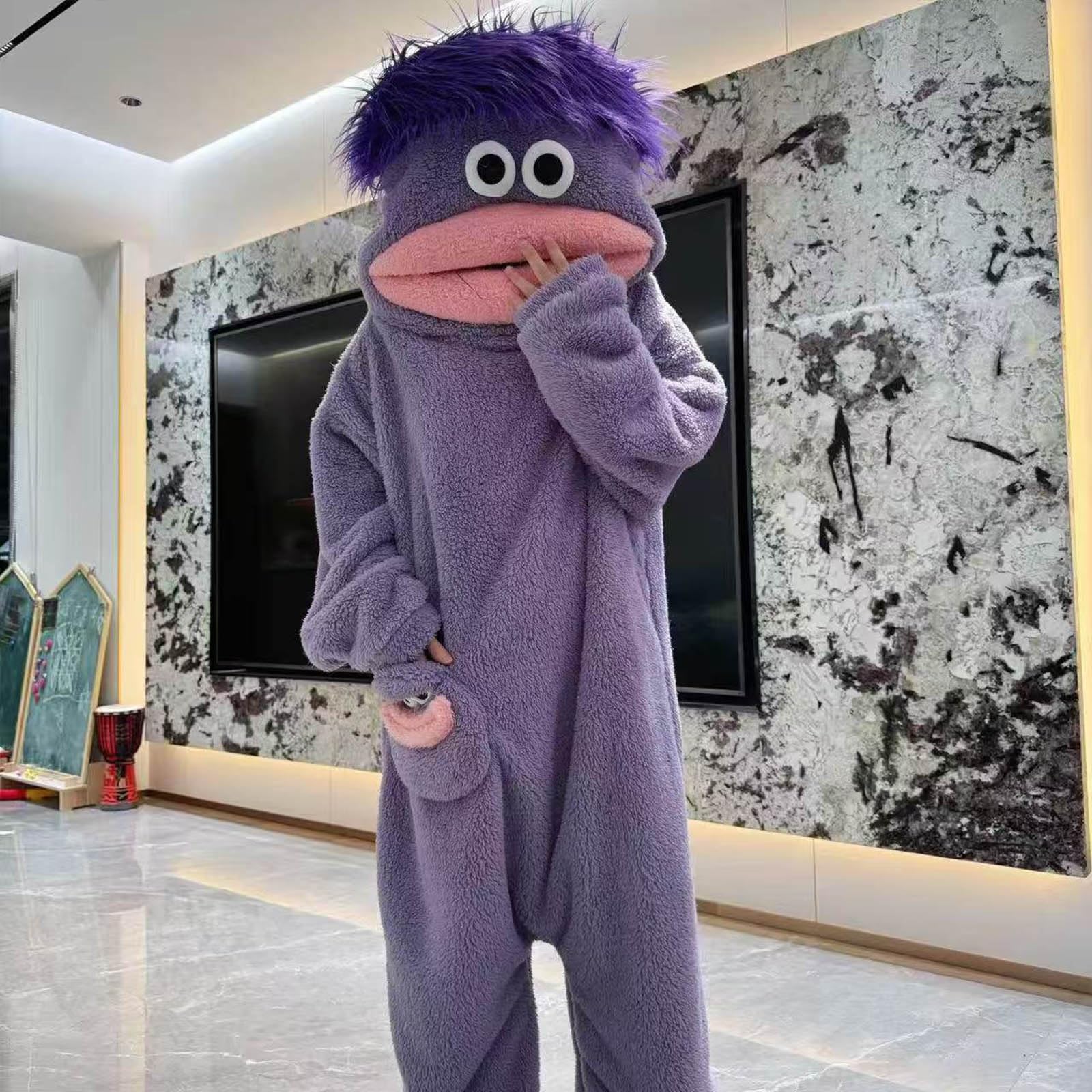 Tuta Pigiama da donna da uomo Silly Onesie Pigiama Cosplay Costume Deguisement Adulto Pigiama Pilou Caldo e Morbido con Tasche per il piacere in famiglia e il relax confortevole S-XL