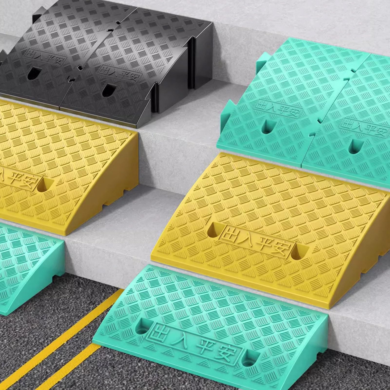 Rampa portátil de plástico para silla de ruedas, rampa de umbral para bicicletas y escaleras, rampa de acceso ligera para coches y puertas, duradera para uso en exteriores e interiores