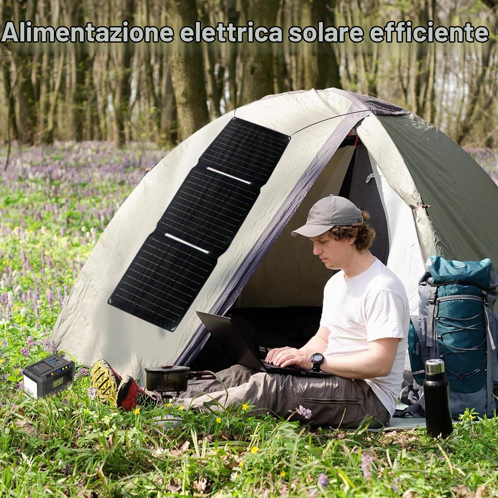 Pannello solare pieghevole da 30W, caricatore solare IP65 impermeabile e antipolvere, Caricabatterie solare pieghevole con ricarica rapida 18W USB-C & USB-A QC3.0,compatibile con smartphone, tablet