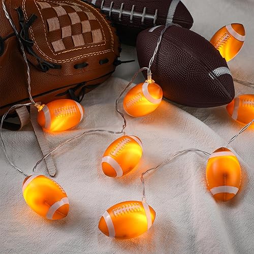 Miniatura 2 de Bencailor Guirnalda de luces para decoración de fútbol de 4.92 pies, temática deportiva, decoración de habitación, tira de luces de fútbol con 10