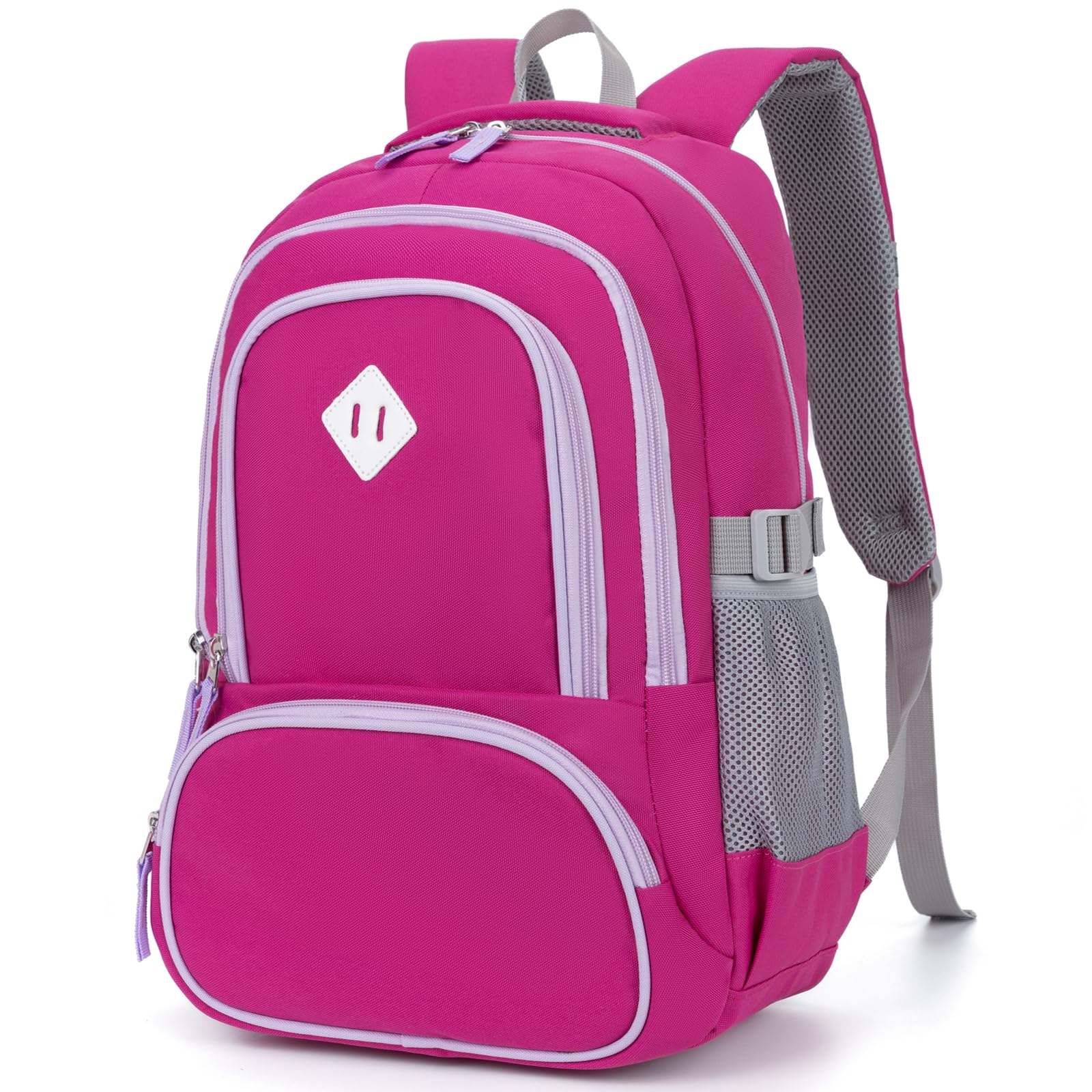 Tfomyu Kids Backpack for Girls Elementary School Backpacks for Child 17 Inch Lightweight Middle School Bookbag for Teens with Chest Strap, Purple