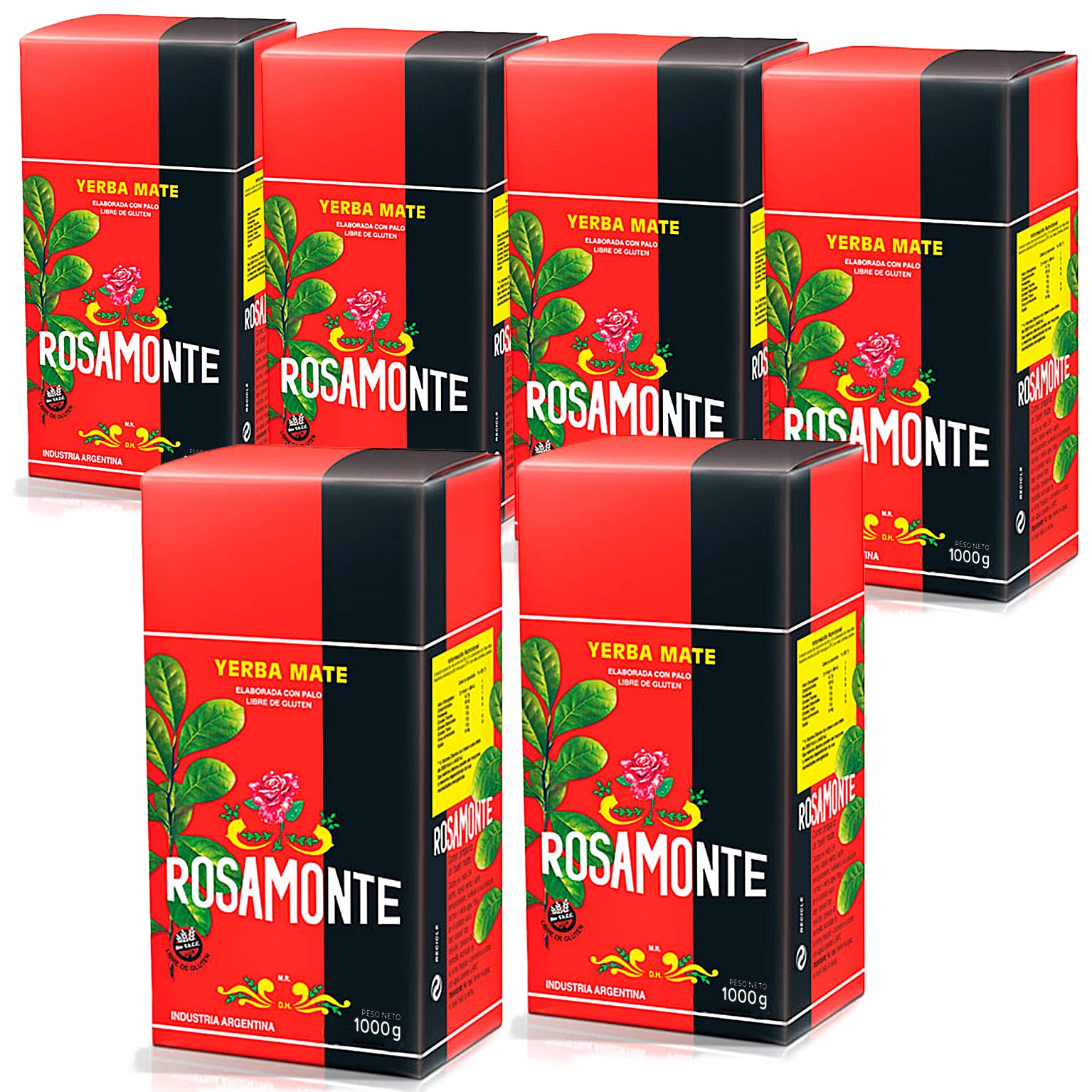 Rosamonte Yerba Mate Tea Traditional 6kg (6x1kg) - czas dojrzewania wynosi 12 miesięcy | Detox i napój energetyzujący