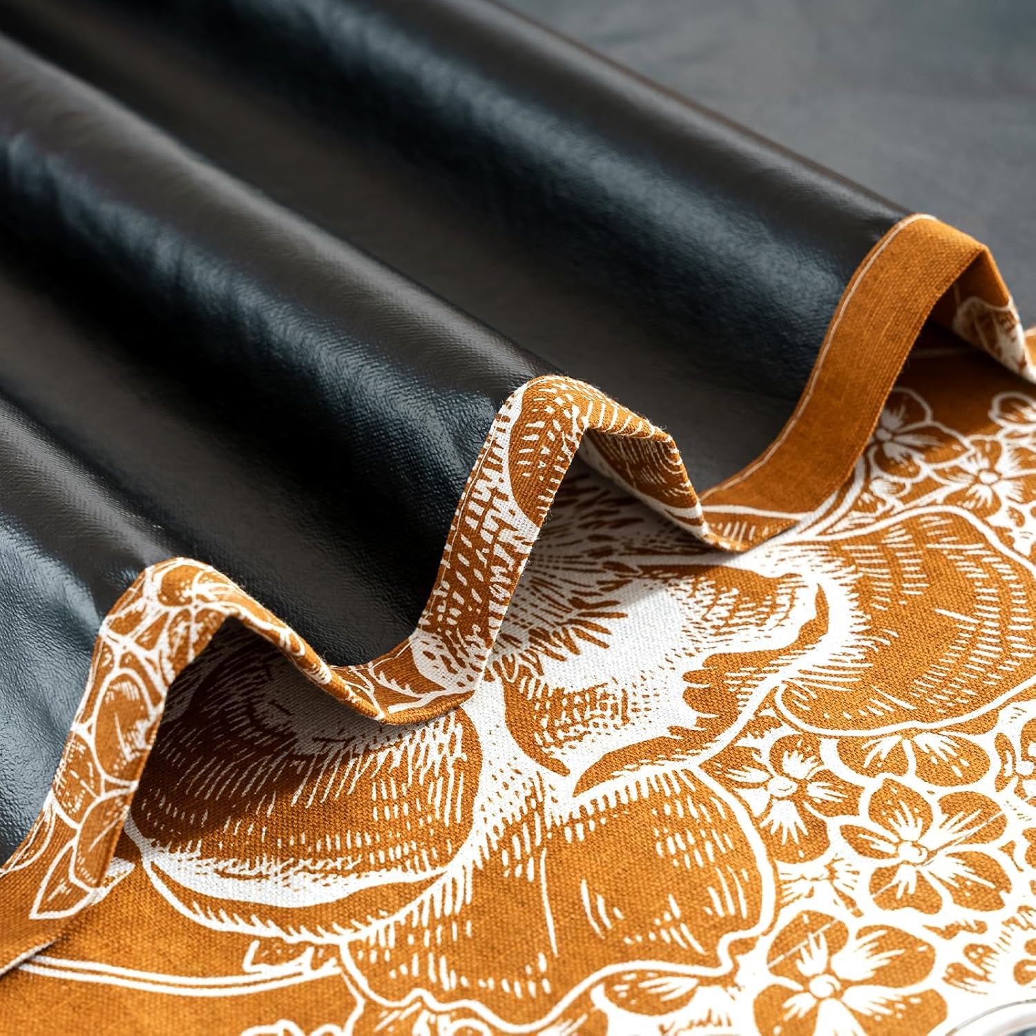 Floral Blackout Curtains 96 Inch Length 2 Panels, Vintage Peony Pattern Curtains for Bedroom Living Room, Light Blocking Thermal Curtains, Grommet Top, Mustard Yellow, 52 x 96