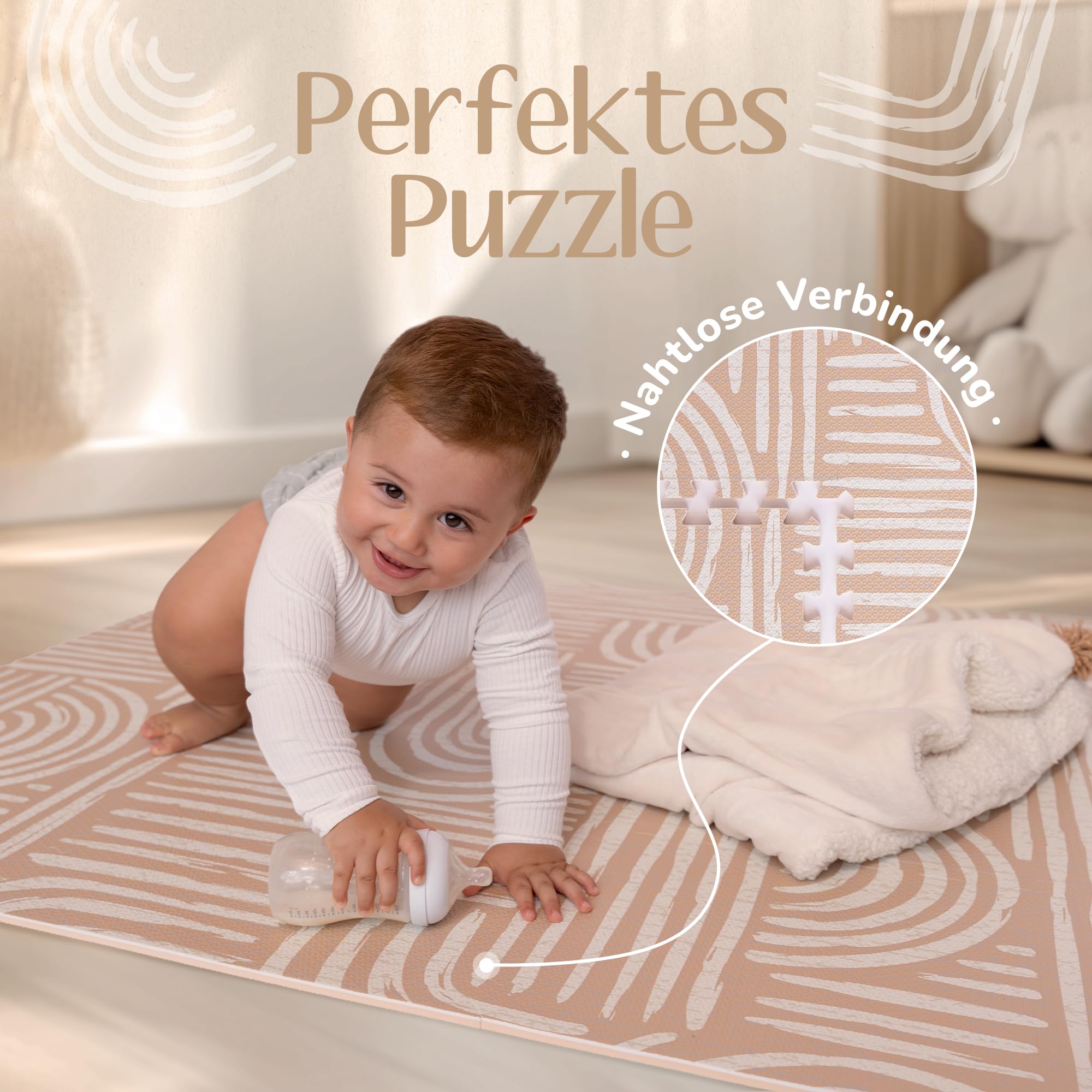 Puzzlematte Baby – Premium Krabbelmatte Baby aus EVA Schaum, Kinderteppich im zeitlosen Design, rutschfest & leicht zu reinigen, sichere Spielmatte Baby & Kleinkinder | Co-Toddlery