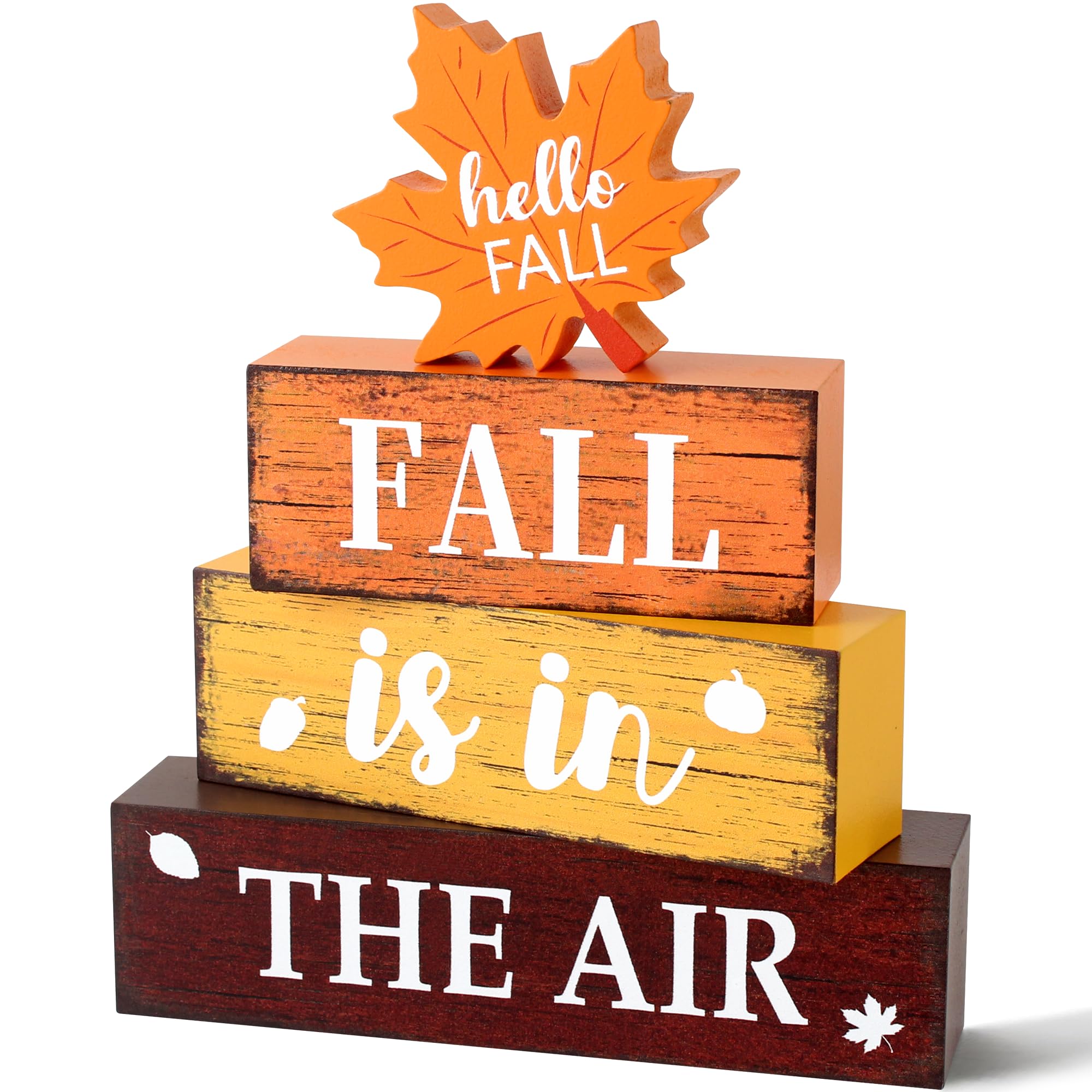4 Pcs Fall Wooden Decor, Fall Table Decorations Gifts for Home
