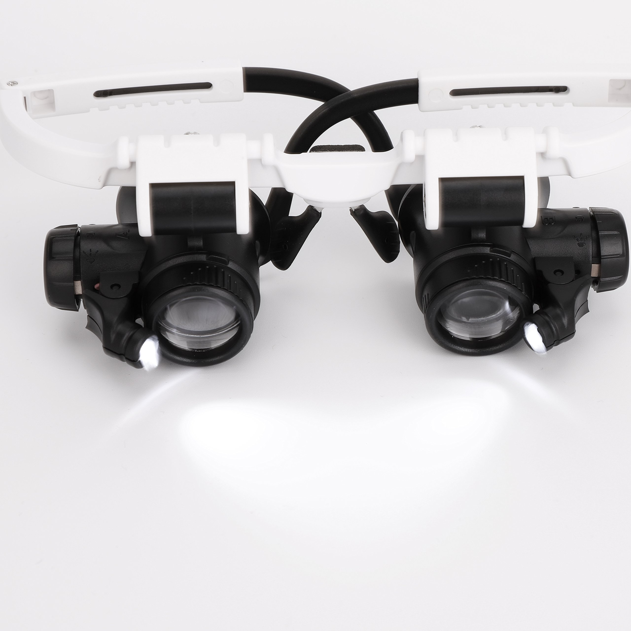 Gafas de Ojo Lupa Cabeza con Lupa Auriculares Iluminado LED Lupa Luz Manos Libres Lupa Lectura Lupa con Lente de Aumento 8X 15X 23X para Reloj de joyería