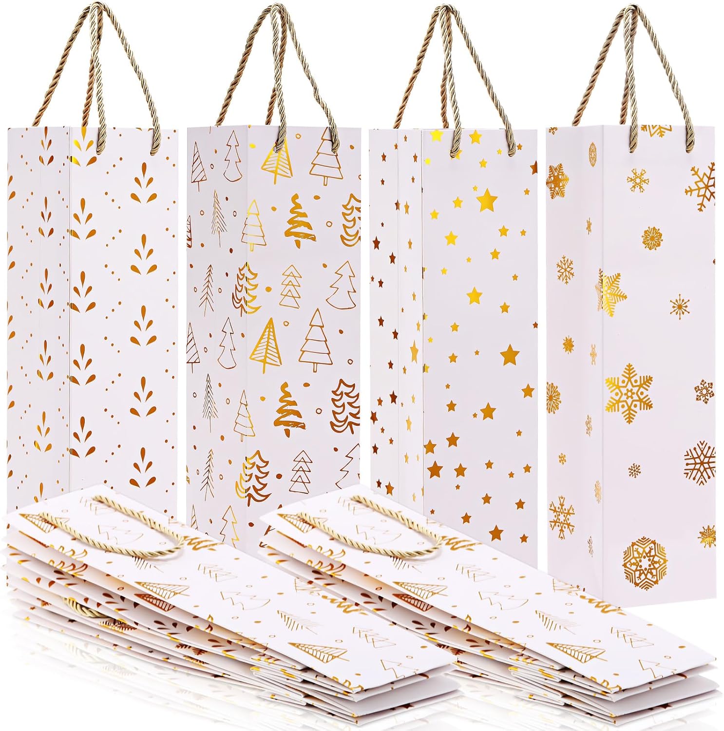 Tenceur 80 Pack Christmas Wine Gift Bags Bulk Xmas Paper