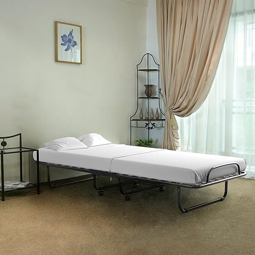 Miniatura 2 de DORTALA Cama plegable de metal plegable, cuna de colchón de espuma viscoelástica con marco de metal súper resistente y resistente, cama de invitados