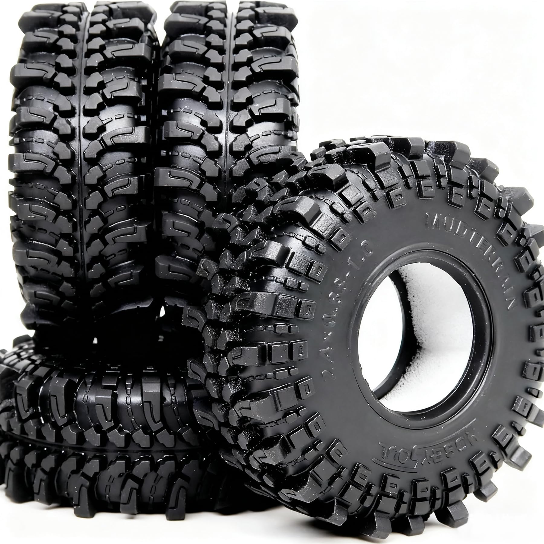 HOBBYSOUL 1.0 Crawler Tires 61 * 22.4mm Super Soft Sticky Mud Tyre for RC 1/18 TRX4M 1/24 AX24 SCX24 FCX24 Upgrades