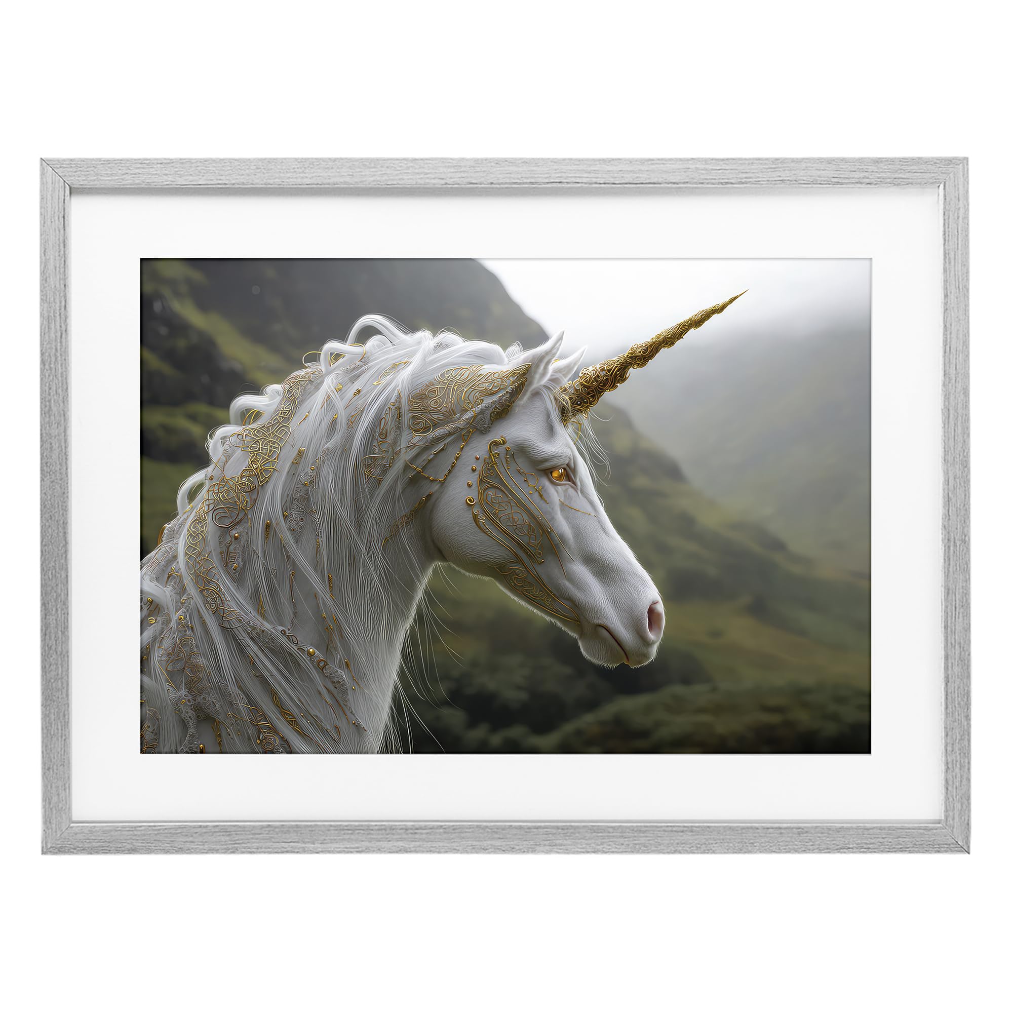 'Ornate Celtic Unicorn'| Framed Print Under Glass