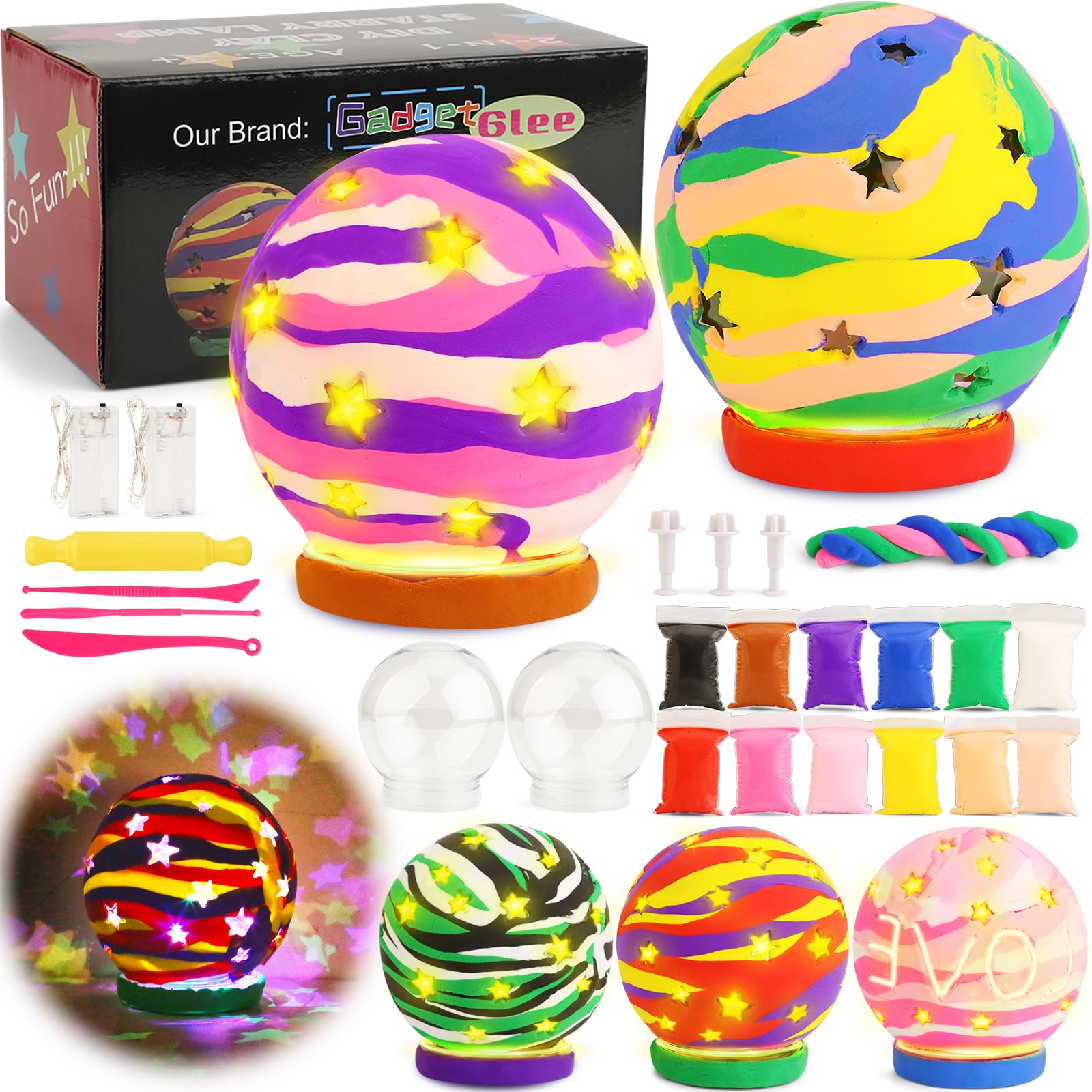 2 Set Clay Craft Kits for Kids Ages 8-12 4-8, Girls Arts and Crafts Family Projects, Make Your Own Air Dry DIY Clay Lanter...