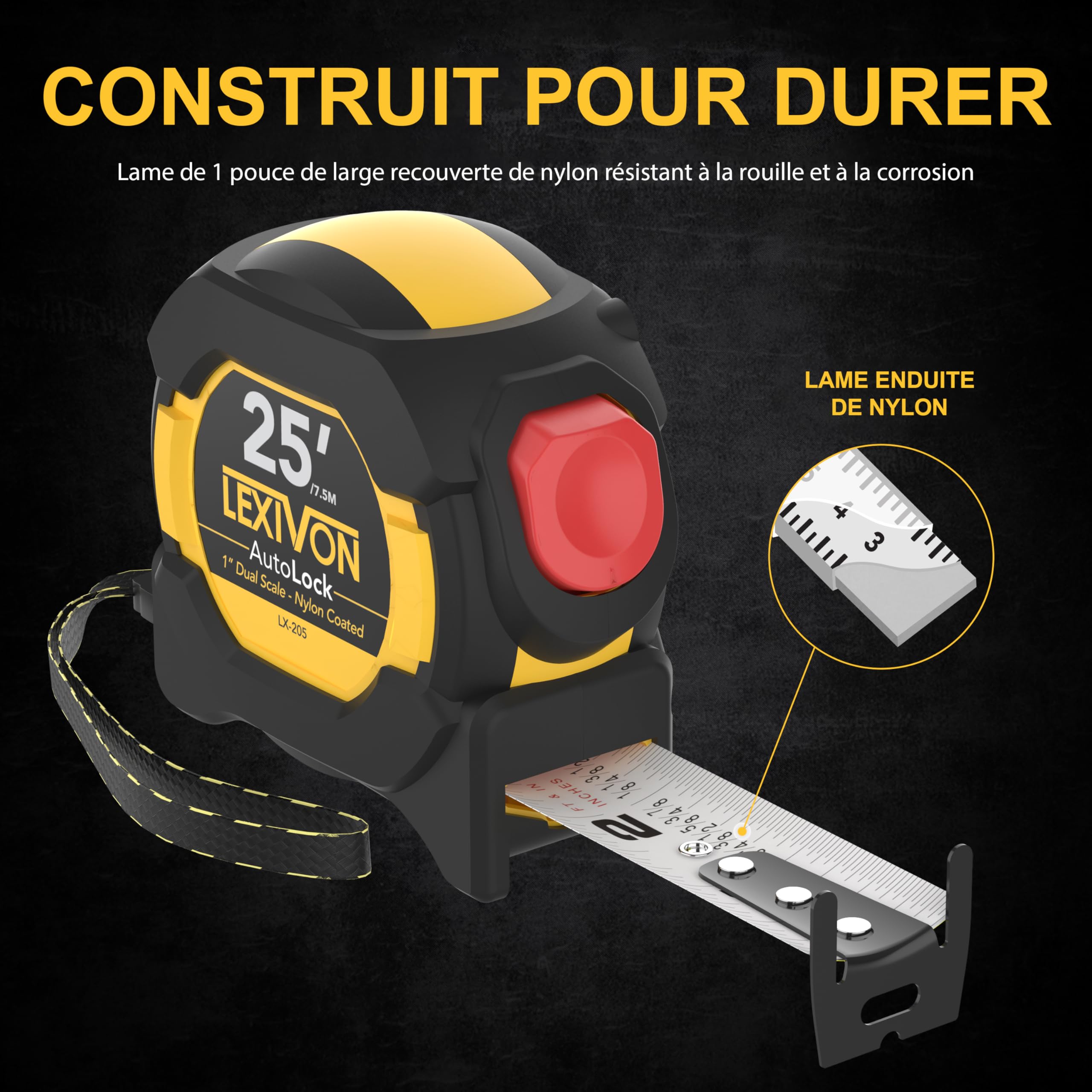 Mètre Ruban Magnétique Astorn 16 Pieds - Double Échelle Métrique/Pouces, Robustesse Pour Bricolage Et Construction