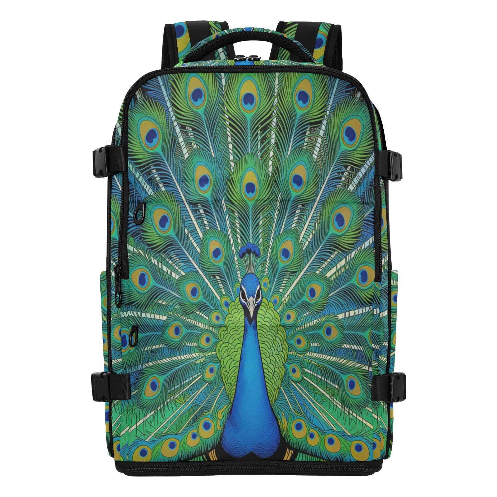Plecak podróżny torba na laptopa 15,6 cala dla kobiet podróżny 20 l | Elegancka torba na laptopa pawie pióra torba na laptopa 16 cali do samolotów bolso para viaje 20 l