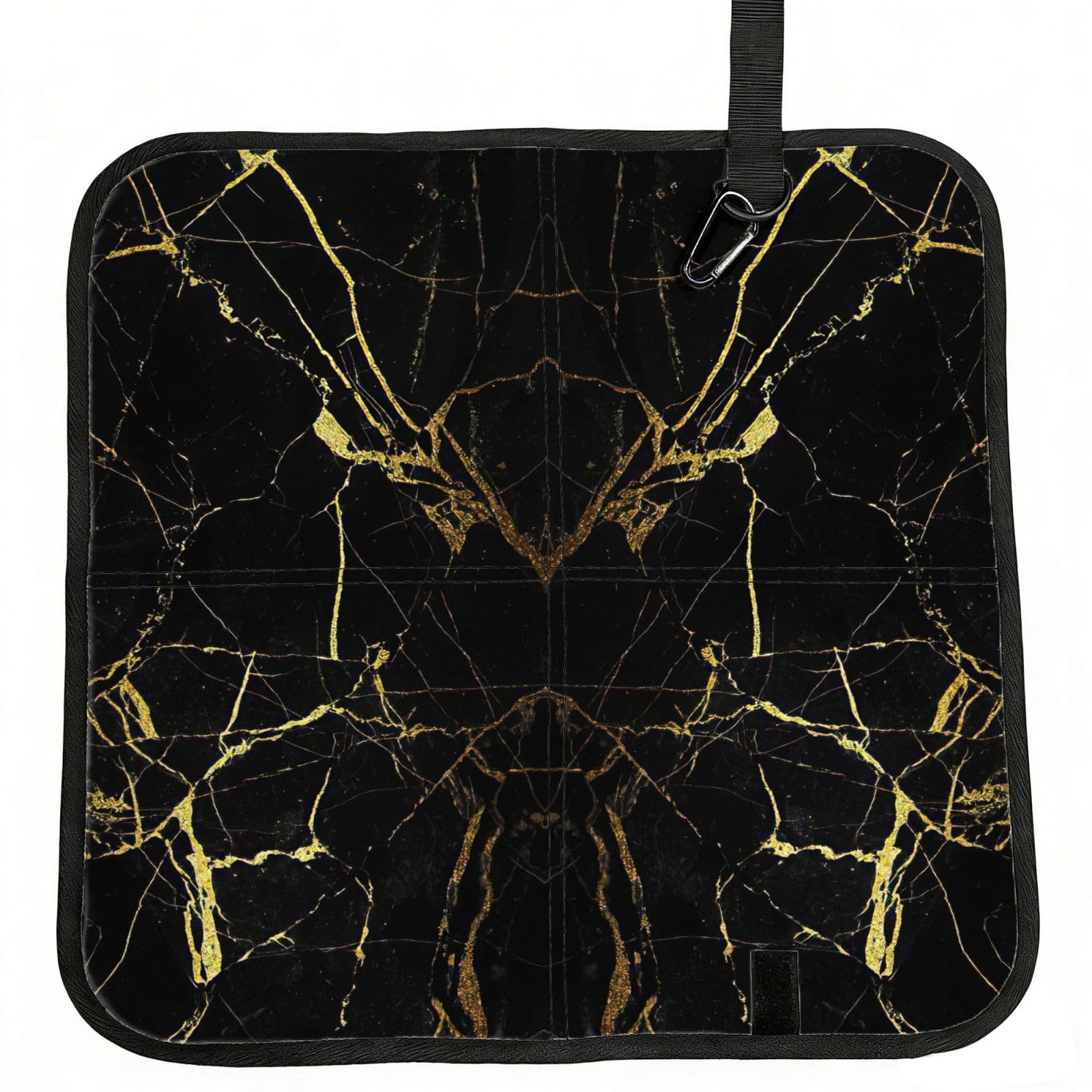 bghdfa Stylish Gold Marbling Texture Print Outdoor Sitting Mat Waterproof Oxford Cloth Seat Cushion Folding Foam Camping Seat For Picnic