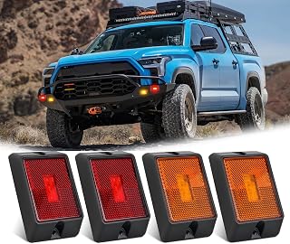 Nilight Side Marker Light 4PCS Square 3LED Red Amber Front Rear Clearance Indicator Lights Reflective Lens Surface Mounted Waterproof for 12V Truck Trailer RV Boat
