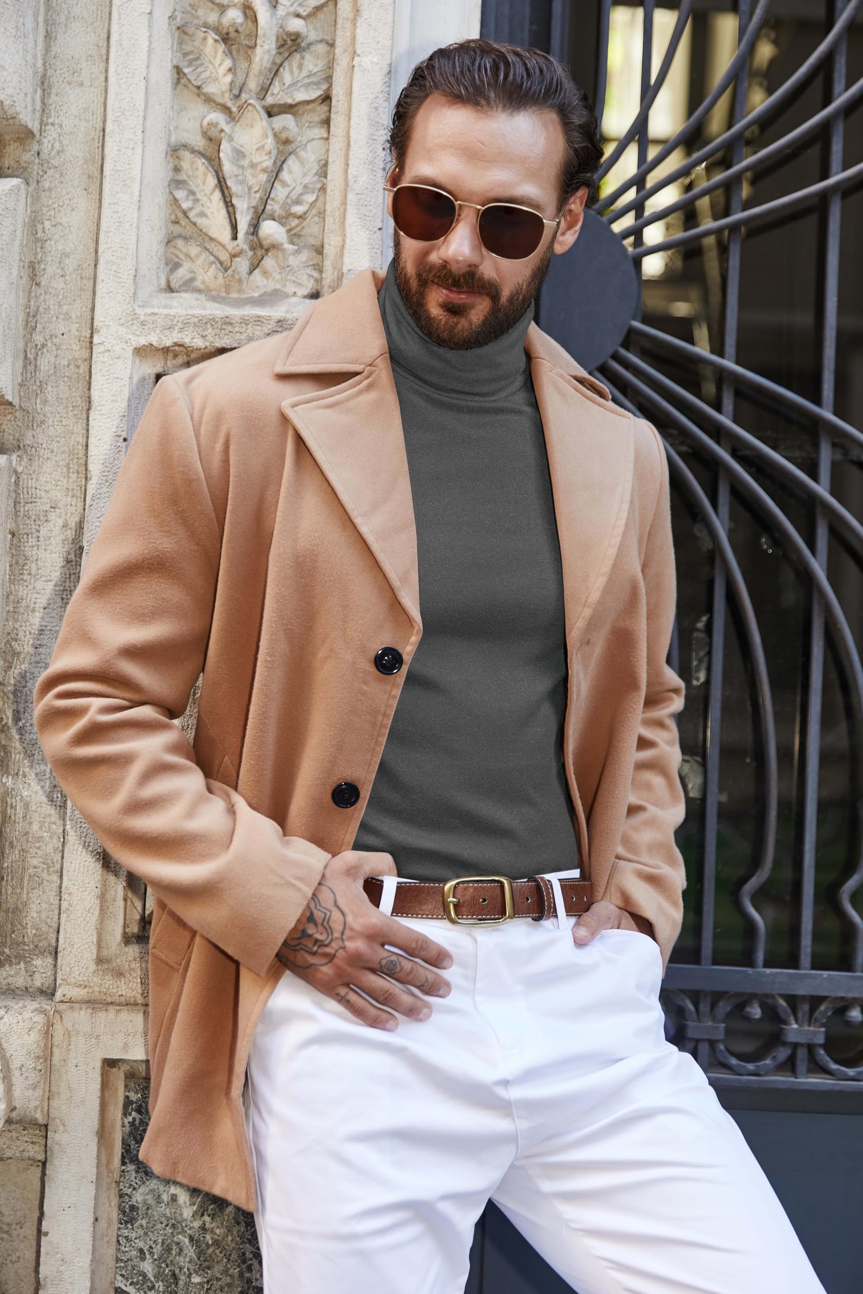 COOFANDY Maglietta a collo alto da uomo, confezione da 1 o 3 pezzi | Maglia termica elasticizzata, leggera e a collo alto