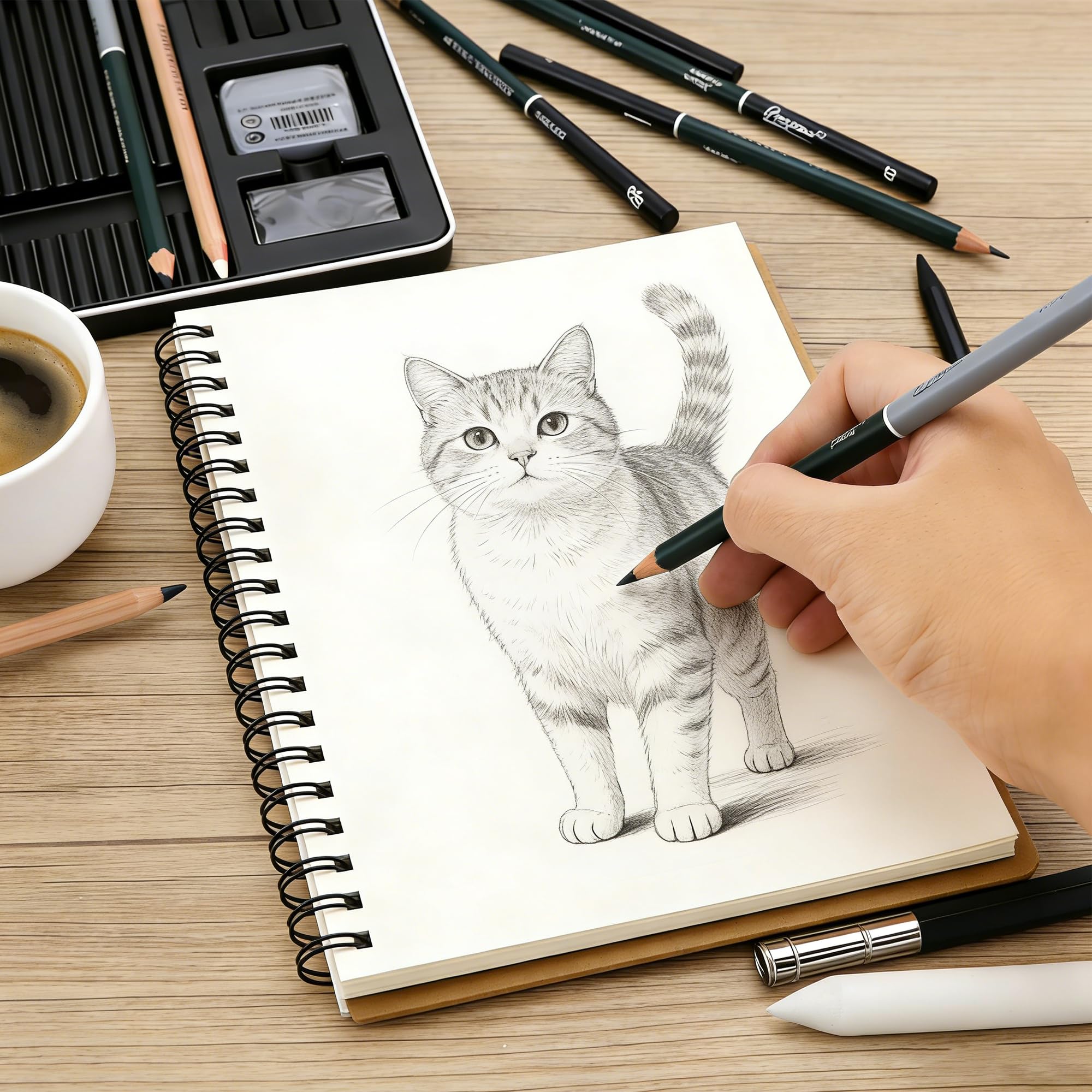 27 Pcs Kit Dessin Professionnel, Crayons à Dessin Professionnels, Kit de Dessin Complet, Crayons à Croquis, avec Crayon Graphite, Pour Debutant ou Professionnel