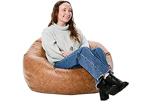 Factory Direct Partners 35" Leather Bean Bag Chair - Pecan