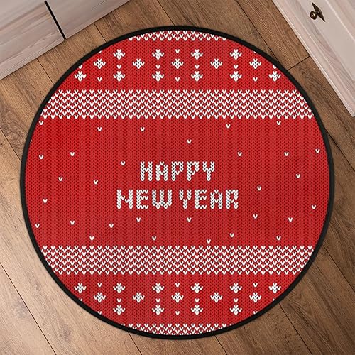 Miniatura 6 de Happy New Year Red 02 Round Area Rug 3ft Machine Washable Circular Rugs for Dining Room Table Bedroom Playroom Throw Rugs for Dog Living Room Floor