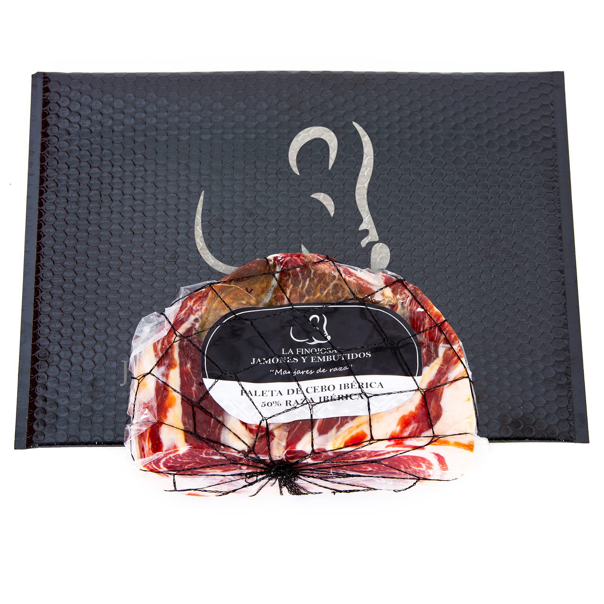 La Finojosa - 1/2 Vorderschinken Iberico, 50% Iberische Rasse - Ohne Knochen - Gewicht von 1,2 bis 1,4 kg - Mindestens 20 Monate Reifezeit Vorderschinken Vakuumverpackt - Intensives Aroma