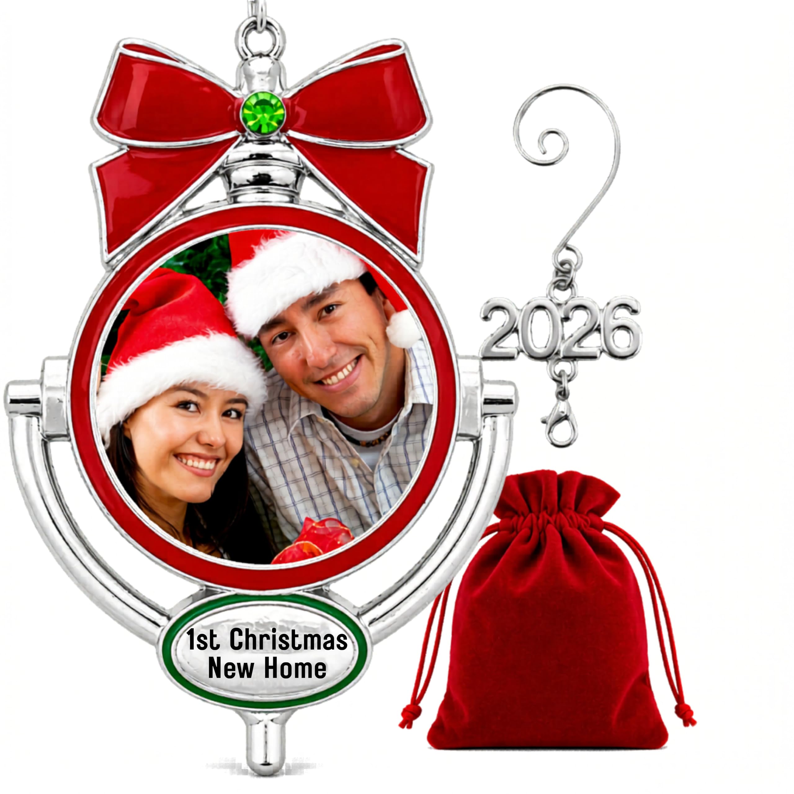 Ornement de porte en métal argenté premium clé de Noël 2021 photo