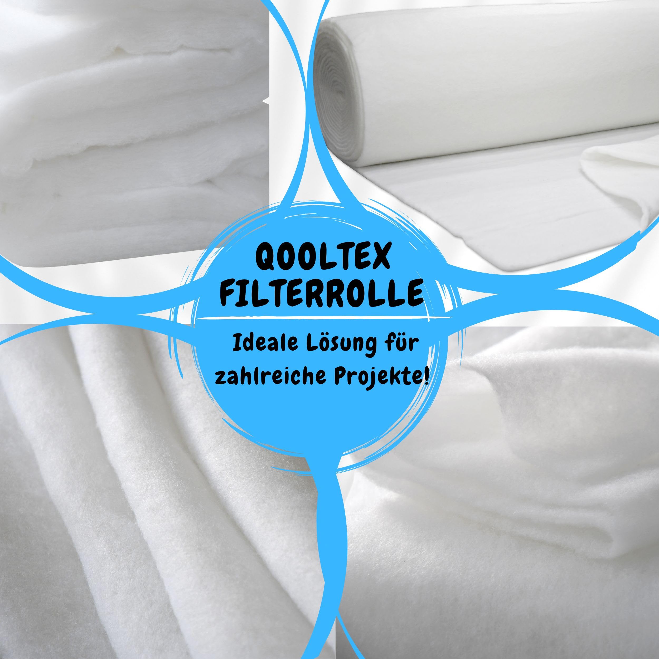 Filterrolle 3,2qm - 2m x 1.6m -(12mm dicke)- Filtermatte weiß zuschneidbar - Luftfiltermatte Universal Filtervlies waschbar Abluftfilter Staubsaugerfilter