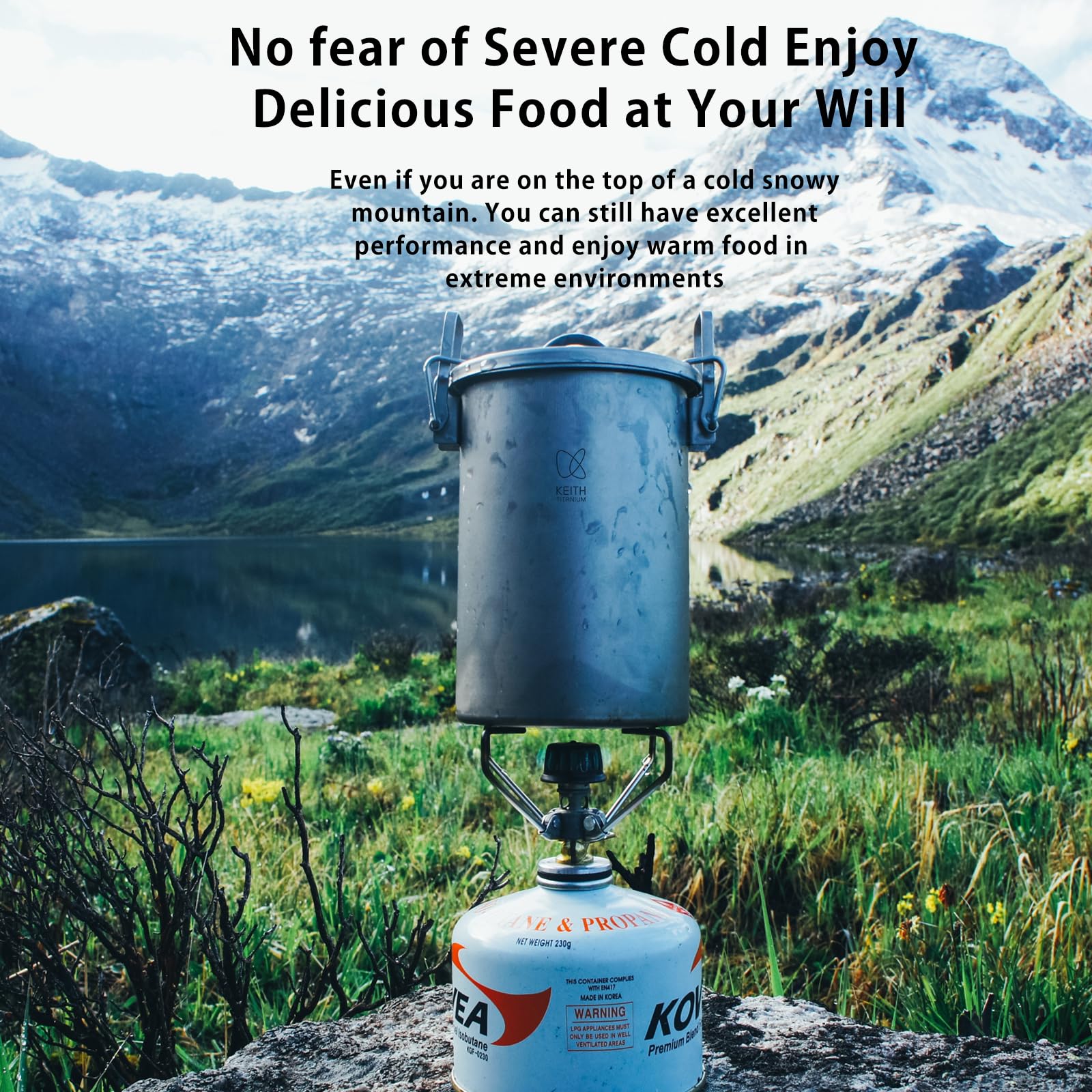 KEITH Casserole de camping en titane 900 ml multifonction avec poignée pliable