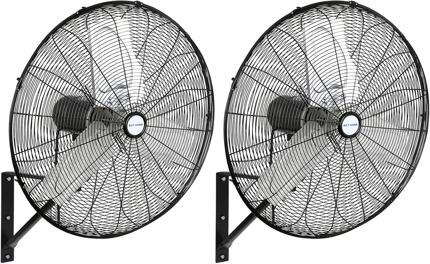 BILT HARD 6500 CFM 24in. High Velocity Industrial Wall Mounted Fan, 3-Speed Oscillating Heavy Duty Air Circulator for Commercial Use, Garage, Warehouse, Factory and Jobsite, 2 Pack