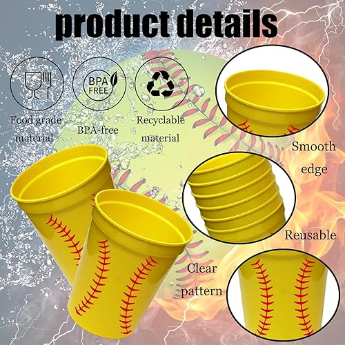 Miniatura 3 de 24 vasos de plástico deportivos para fiestas de Mario de 12 onzas, tazas de plástico reutilizables amarillas para decoración de fiesta de Mario para