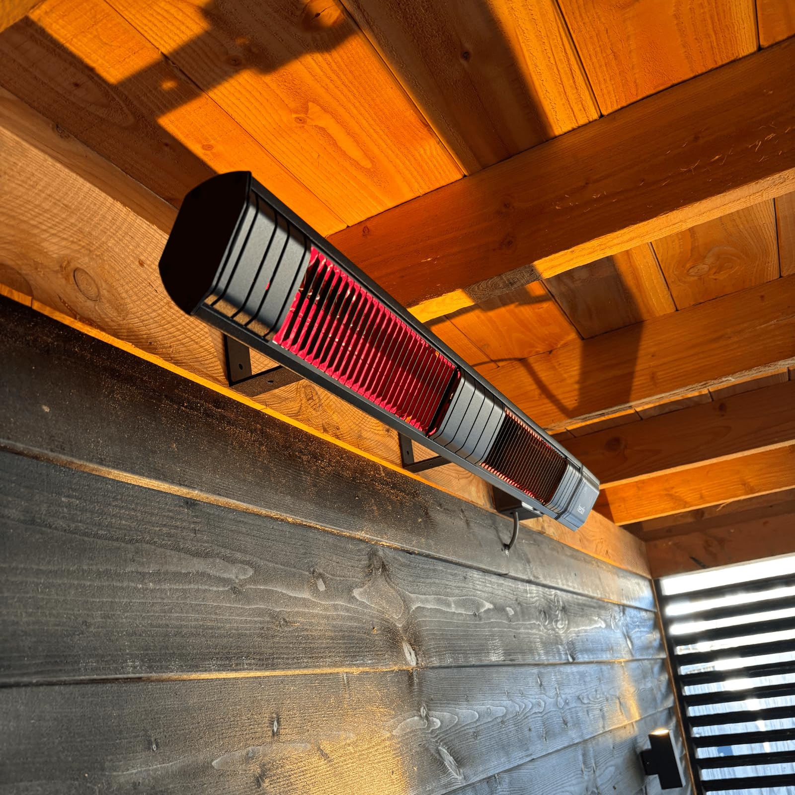 Smart Golden Shadow Wandheizstrahler 3000W, Infrarot Terrassenheizstrahler mit App-Steuerung & Fernbedienung, 9 Heizstufen, Schwarz, für Terrasse und Balkon