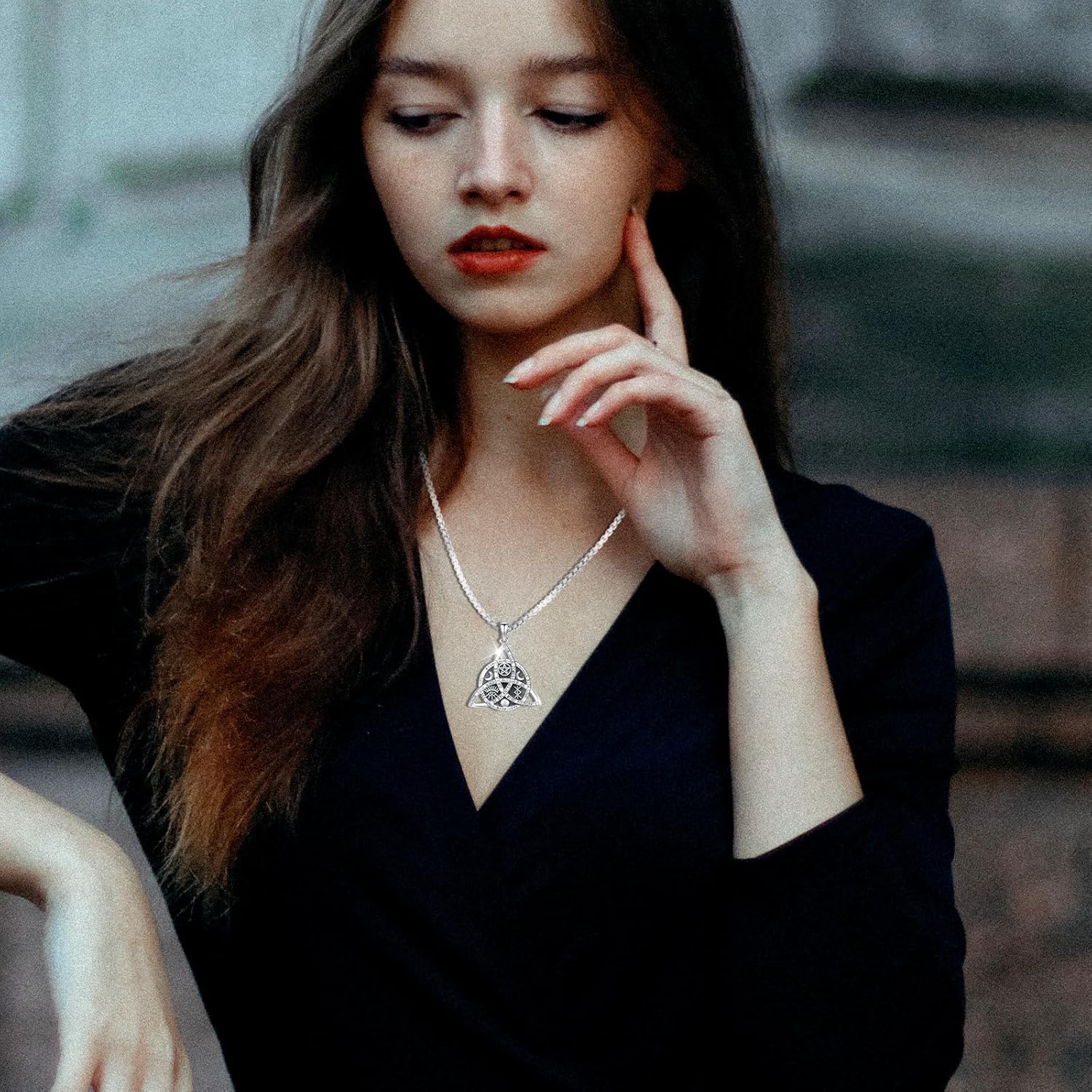 Wiccan Jewelry Celtic Knot Necklace 925 Sterling Silver Triple Goddess Triquetra Necklace Witchy Necklace for Women & Men pagan jewelry Nudo De Bruja Protection Amulet Necklace - Image 7