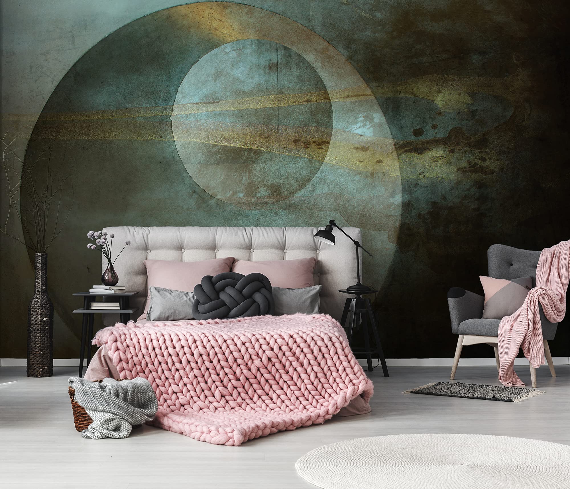 WallArena - Tapeta winylowa koło miedź rdza abstrakcja geometryczny stary vintage - 368 x 280 cm tapeta do salonu i sypialni - - Tapety - Okładzina ścienna - Cecha ścienna i ściana ze zdjęciami -