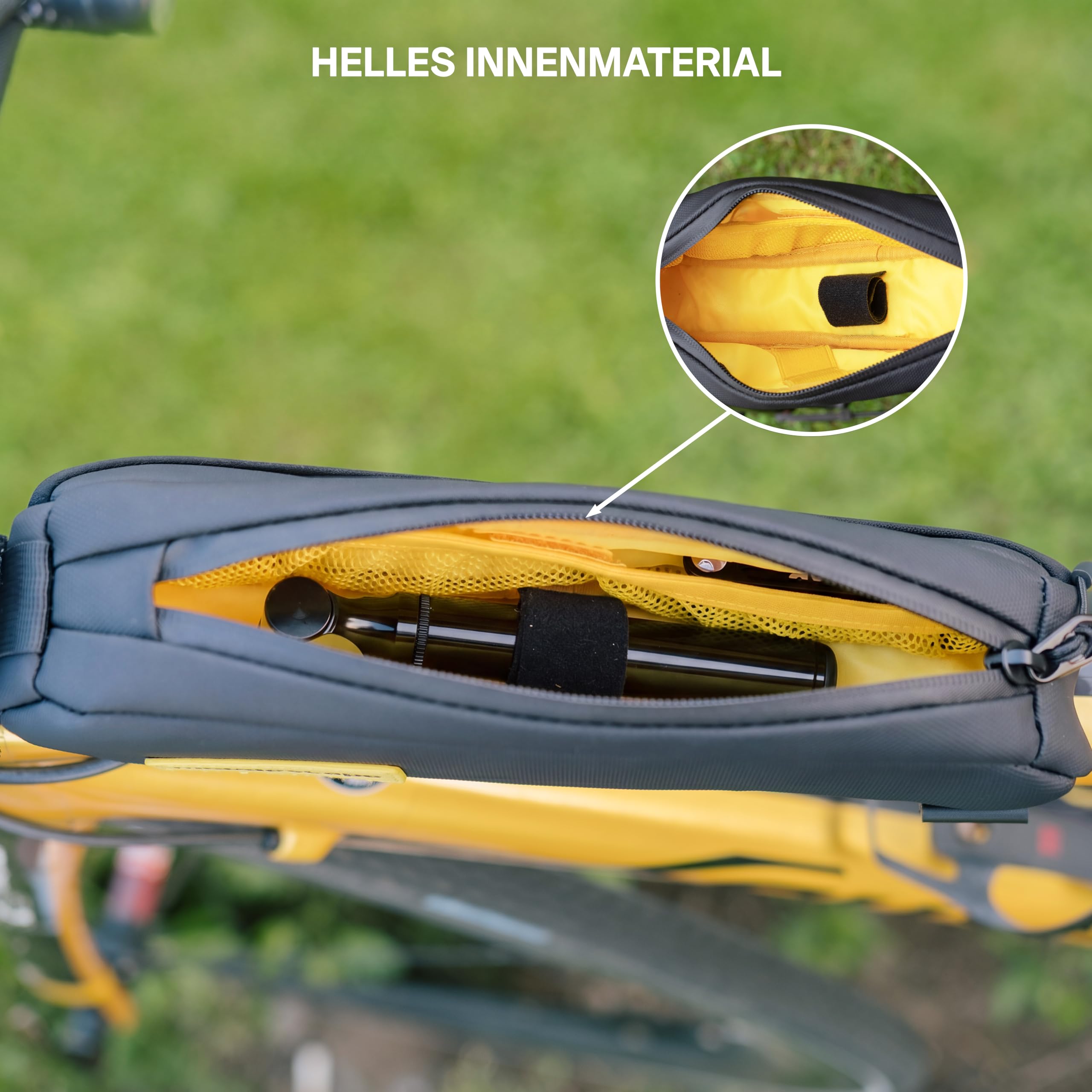Borsa per tubo superiore da 1,0 l, resistente poliestere riciclato, apertura con una sola mano, tenuta ferma speciale, per bici da gravel, bici da strada, mountain bike