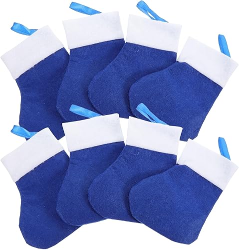 Miniatura 5 de LOGOFUN 8 piezas de cubiertos de Navidad para calcetines de Navidad, cubiertos de cena, decoración de fiesta (azul)