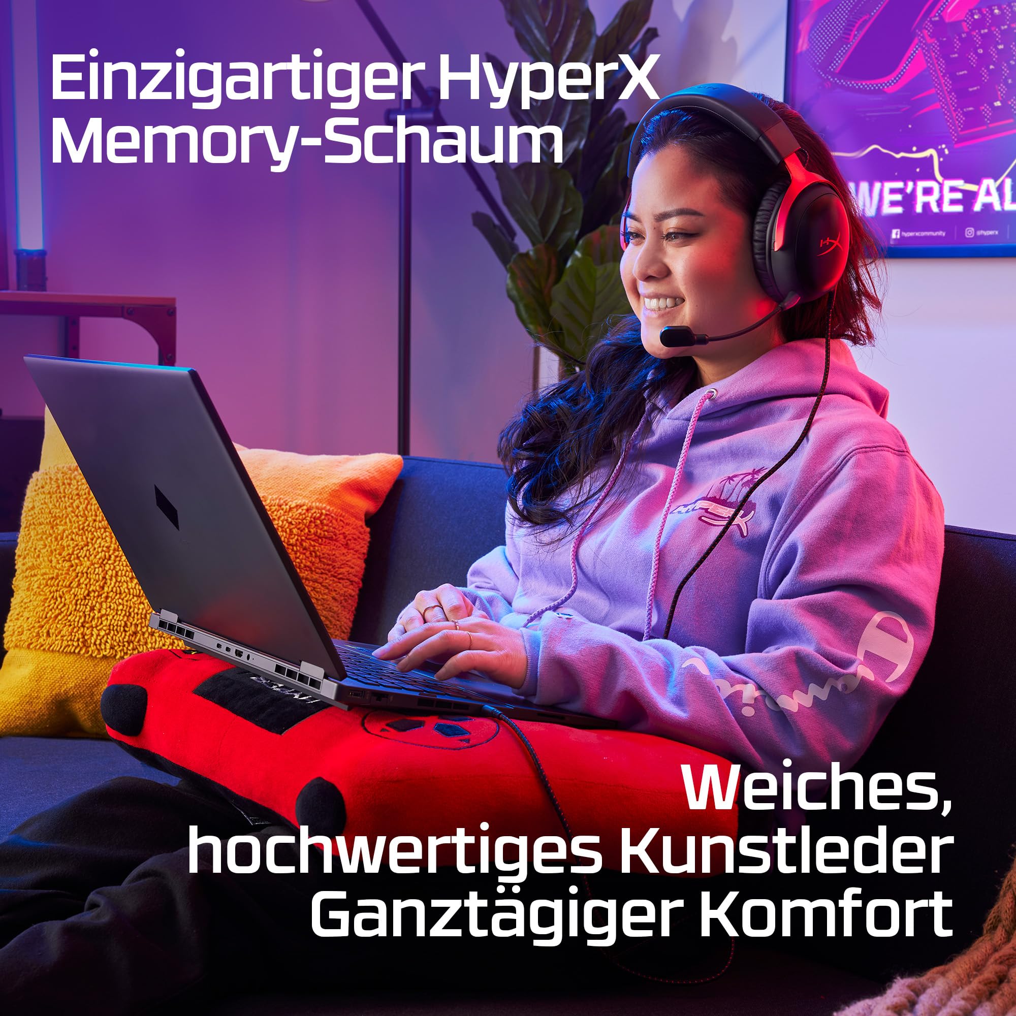 HyperX Cloud III Gaming-Headset Kabelgebunden 53-mm-Treiber Memory Foam DTS Noise-Cancelling Mikrofon USB-C USB-A 3,5mm PC PS5 PS4 Xbox Switch Mac Schwarz Rot