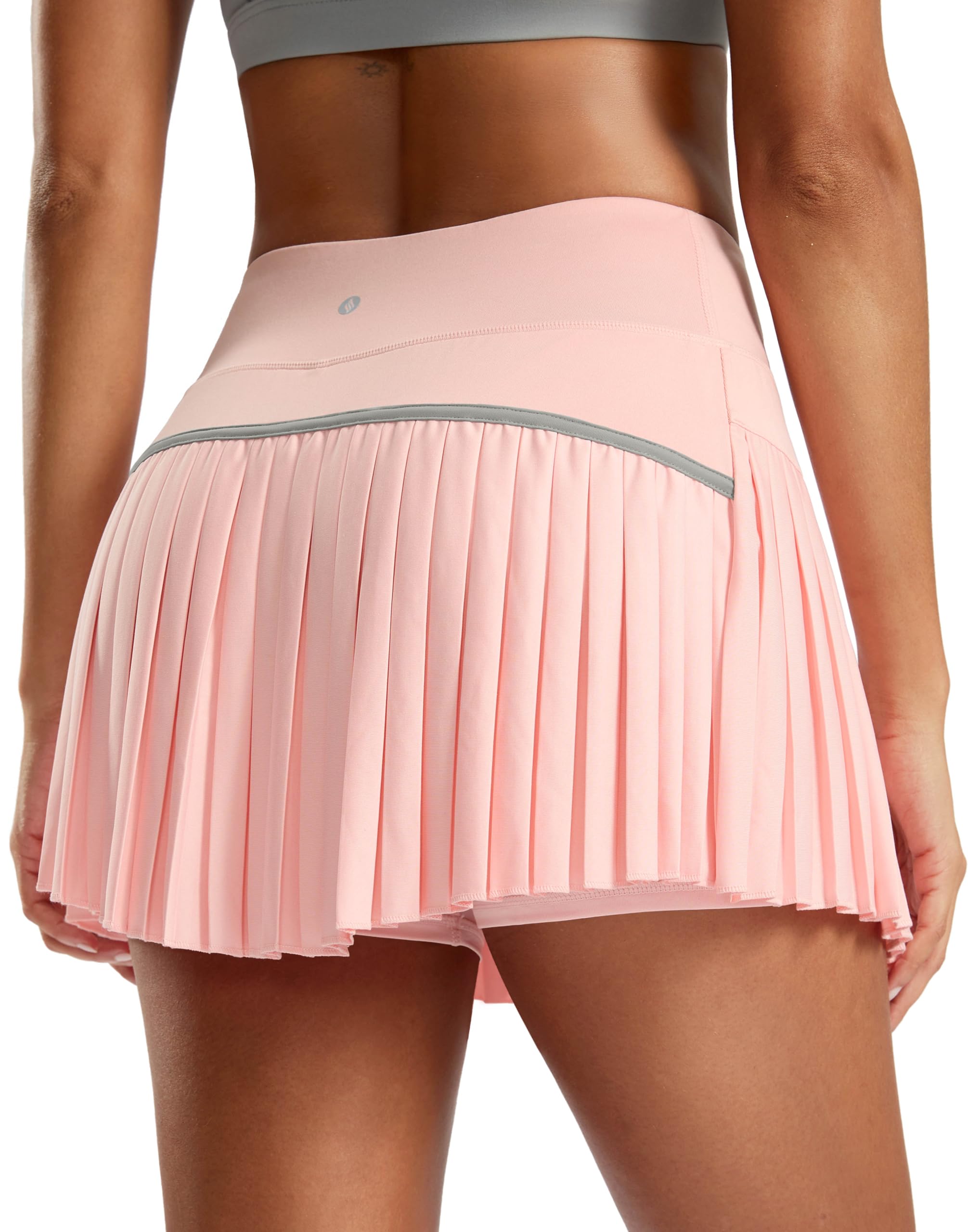 SANTINY Falda de tenis plisada para mujer con bolsillos, falda de golf atlética de cintura alta con pantalones cortos para entrenamiento, pickleball