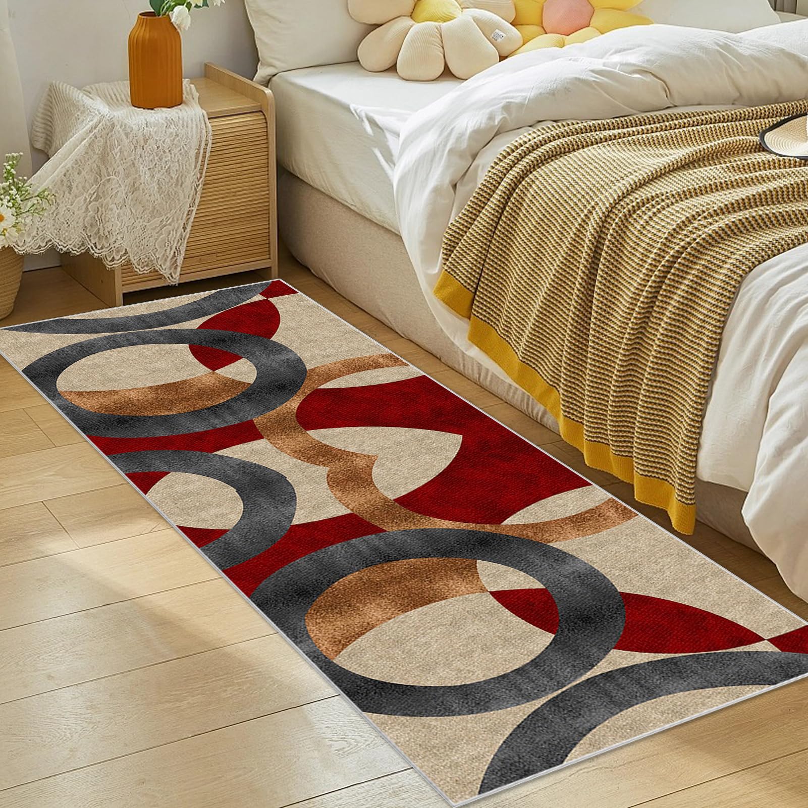 Tapis de Couloir Long Antidérapant Tapis Cuisine Devant Évier Lavable 60 x 500 cm Tapis d Entree Interieur Tapis de Passage à Poil Court Tapis de Porte Tapis de Sol pour Entrée, Chambre, Salon
