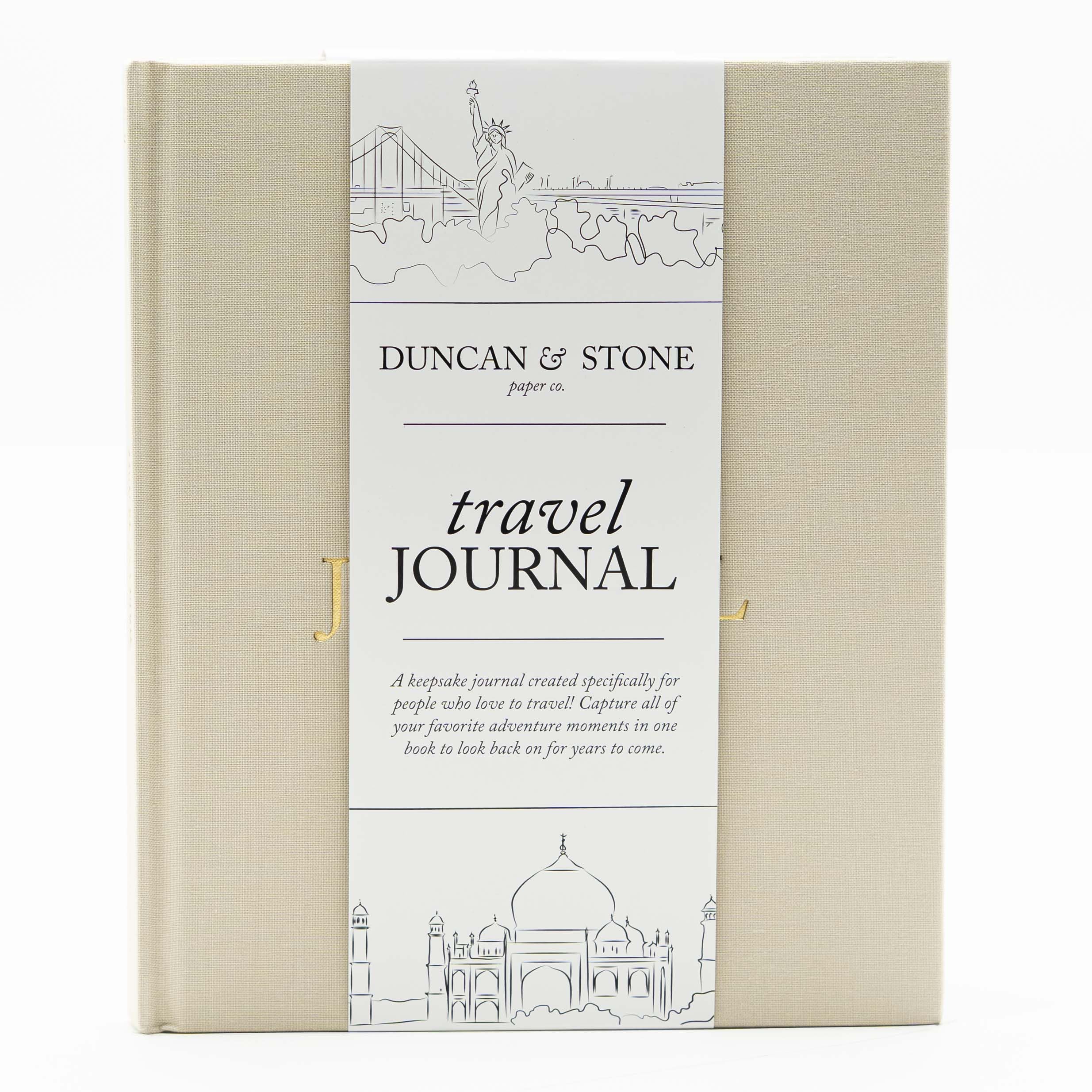 DUNCAN & STONE PAPER CO. Travel Journals - Elegant Journaling Notebook To Record All Your Travel Adventures, & More - Linen Hardcover Journal Up To 15