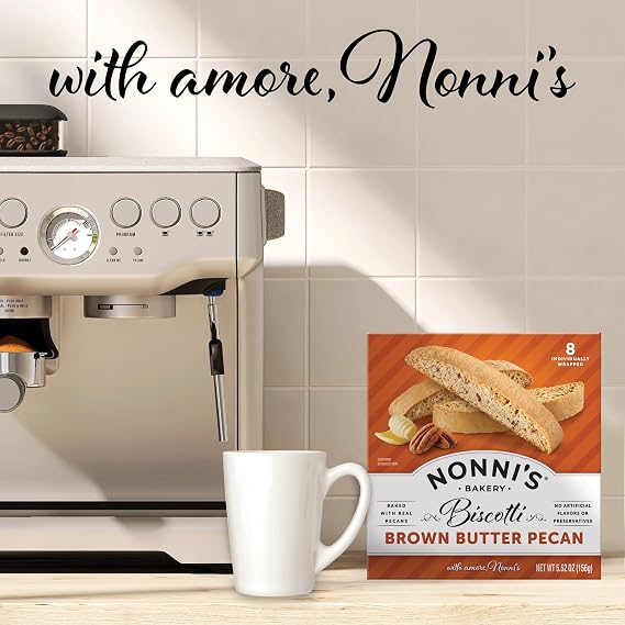 Nonni's Brown Butter Pecan Biscotti Cookies, Individually Wrapped, 8ct