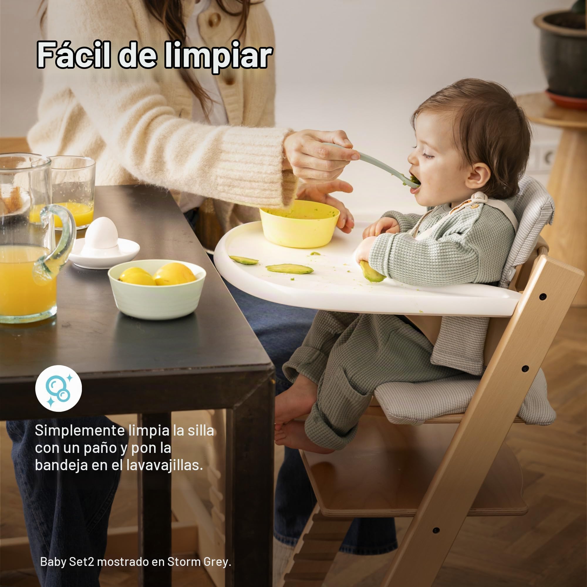 Stokke Bandeja, Vanilla White - Compatible con el Tripp Trapp Baby Set - Fácil de usar y limpiar - Hecha con plástico sin BPA - Para niños de 6-36 meses