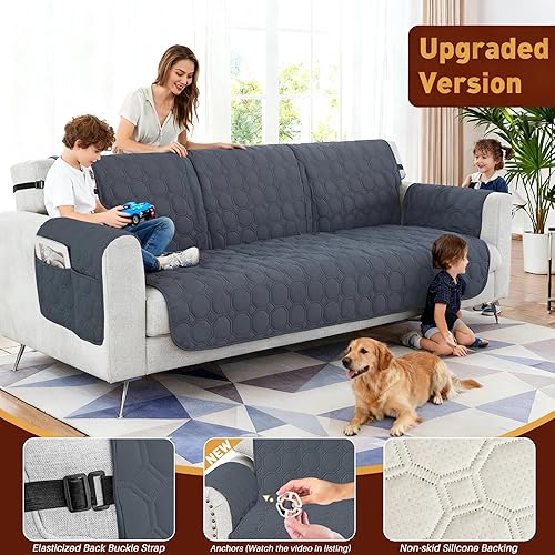 Miniatura 2 de XINEAGE Liquidación Funda de sofá 100 % impermeable para sofá, antideslizante, acolchada, protector de muebles para perros, niños y mascotas, funda