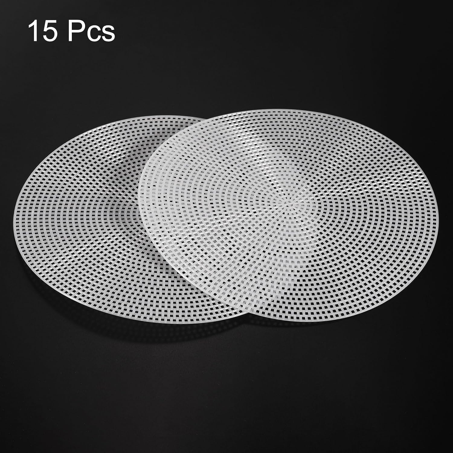 HARFINGTON 15Pcs Round Plastic Canvas Mesh Sheets 9.33 Inch/23.7cm Circle Blank Canvas Shape Mesh Mat White for Embroidery Knit Crochet Crafting Needlework