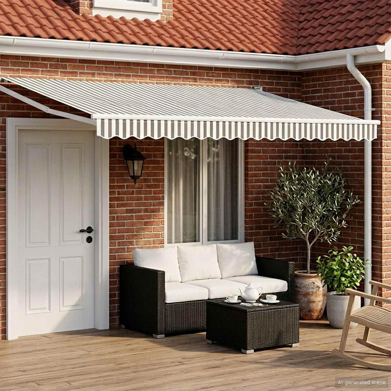 Tenda da Sole Elettrica, Alluminio, Terrazza, Antracite e Bianco, 5 x 3 m